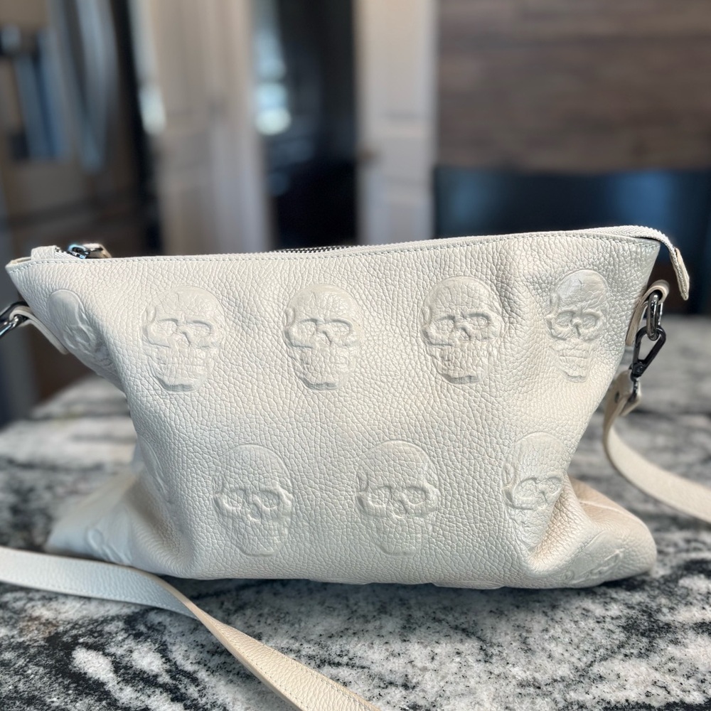 IO PELLE  Skull Embossed Leather Crossbody Bag